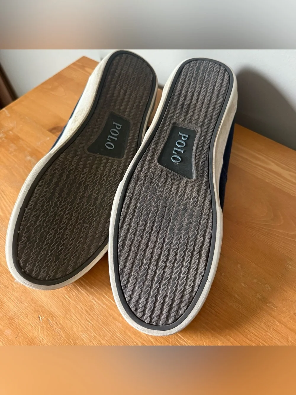 Polo Ralph Lauren Thornton Boat Shoes Navy Blue Size 12 D Leather Accents